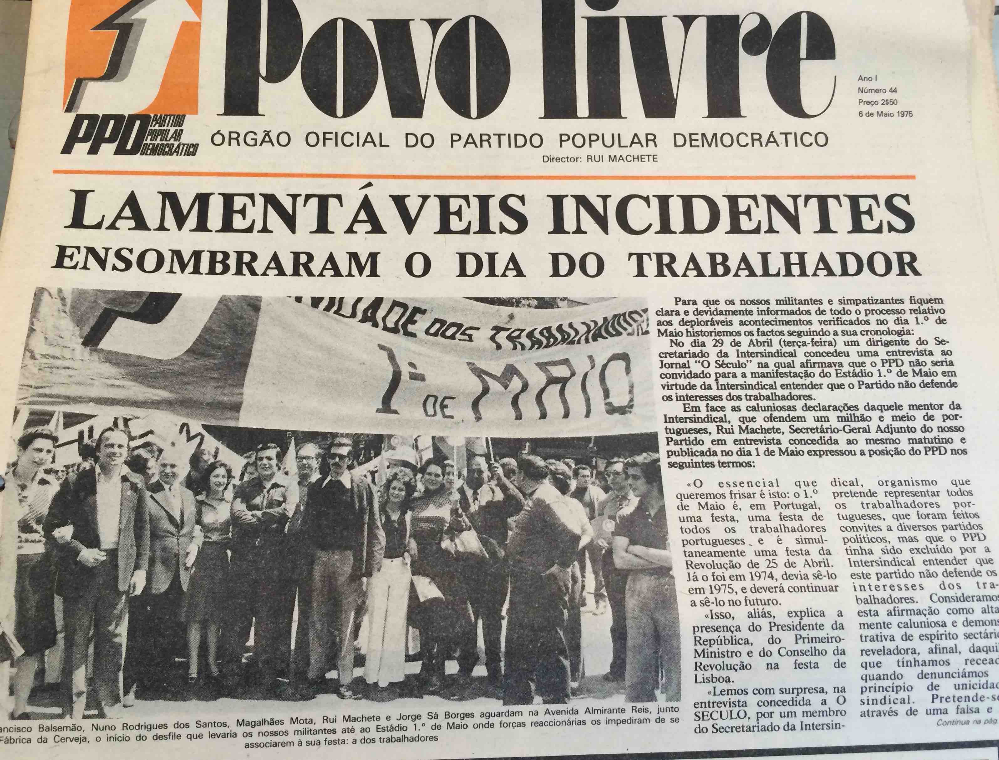 PPD marcha no 1º Maio de 1975